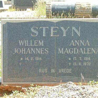 STEYN Willem Johannes 1914- &amp; Anna Magdalena 1914-1972