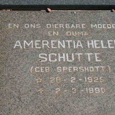 SCHUTTE Amerentia Helena nee SPERSHOTT 1925-1990