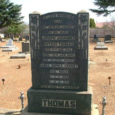 THOMAS Joseph Johannes Petrus 1882-1940 &amp; Anna Sophia Herbst ROUX 1886-1976