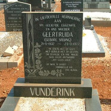 VUNDERIK Geertruida nee SISSING 1932-1977