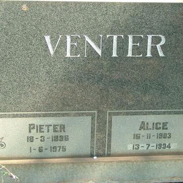 VENTER Pieter 1896-1975 &amp; Alice 1903-1994