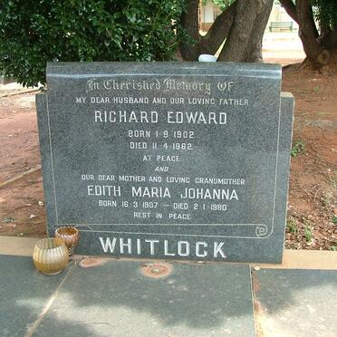 WHITLOCK Richard Edward 1902-1962 &amp; Edith Maria Johanna 1907-1980