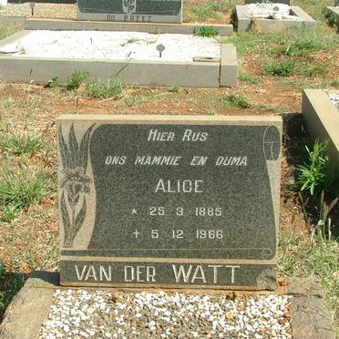 WATT Alice, van der 1885-1966