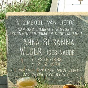 WEBER Anna Susanna nee NAUDE 1899-1974