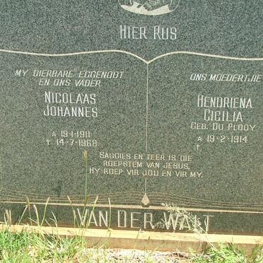 WALT Nicolaas Johannes, van der 1911-1968 &amp; Hendrina Cicilia DU PLOOY 1914-