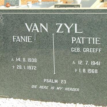 ZYL Fanie, van 1938-1972 &amp; Pattie GREEFF 1941-1968