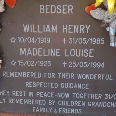 BEDSER William Henry 1919-1985 &amp; Madeline Louise 1923-1994