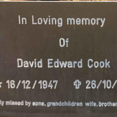 COOK David Edward 1947-2015