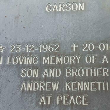CARSON Andrew Kenneth 1962-1990