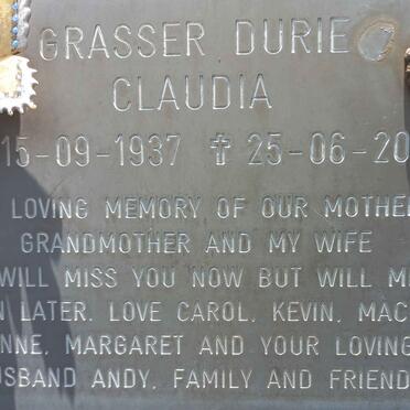 DURIE Claudia nee GRASSER 1937-2007