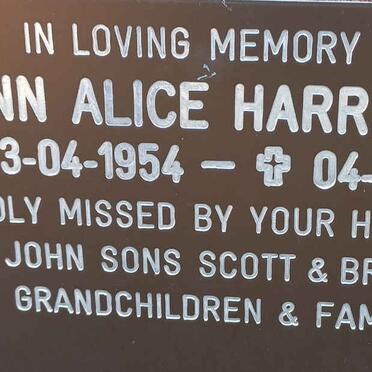 HARRISON Ann Alice 1954-2015