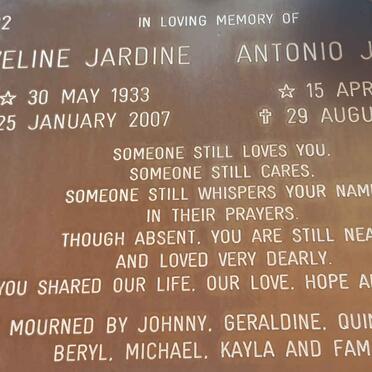 JARDINE Antonio 1929-2010 &amp; Eveline 1933-2007
