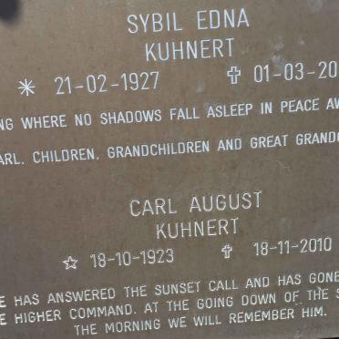 KUHNERT Carl August 1923-2010 &amp; Sybil Edna 1927-2009