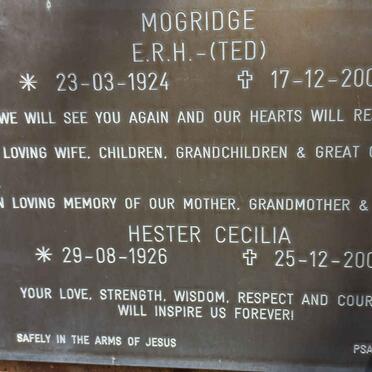 MOGRIDGE E.R.H. 1924-2002 &amp; Hester Cecilia 1926-2006