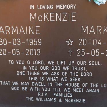 MCKENZIE Mark 1963-2013 &amp; Charmaine 1959-2013