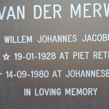 MERWE Willem Johannes Jacobus, van der 1928-1980