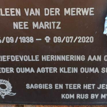 MERWE Kathleen, van der nee MARITZ 1938-2020