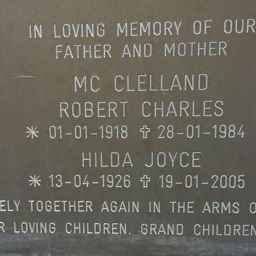 MCCLELLAND Robert Charles 1918-1984 &amp; Hilda Joyce 1926-2005