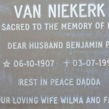 NIEKERK Benjamin P., van 1907-1990