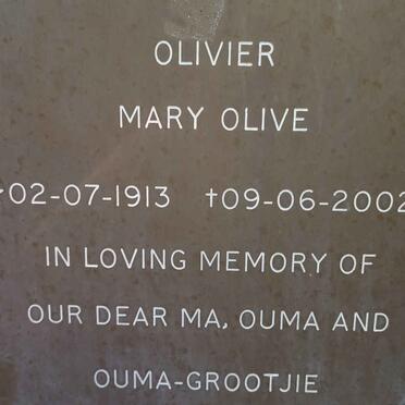 OLIVIER Mary Olive 1913-2002