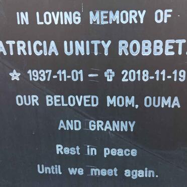 ROBBETZE Patricia Unity 1937-2018
