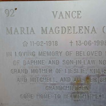 VANCE Maria Magdelena 1918-1998