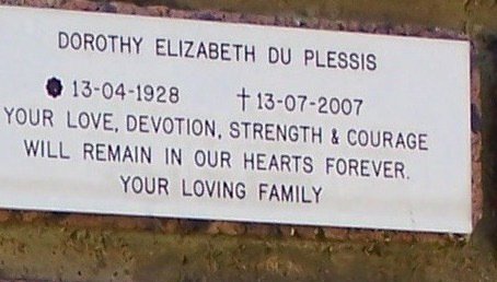 PLESSIS Dorothy Elizabeth, du 1928-2007