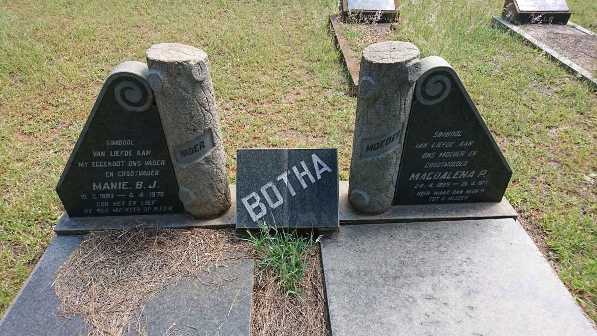 BOTHA Manie B.J. 1883-1976 &amp; Magdalena P. 1895-1977