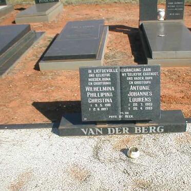 BERG Antonie Johannes Lourens, van der 1903-1993 &amp; Wilhelmina Phillipina Christina 1916-1997