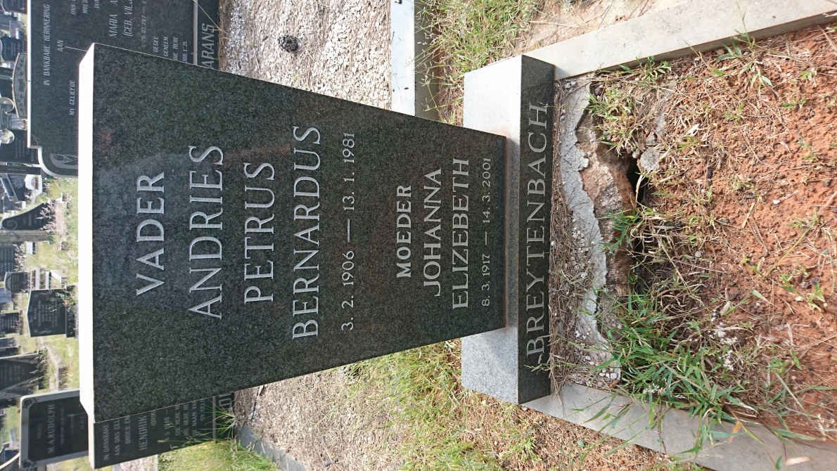 BREYTENBACH Andries Petrus Bernardus 1906-1981 &amp; Johanna Elizebeth 1917-2001