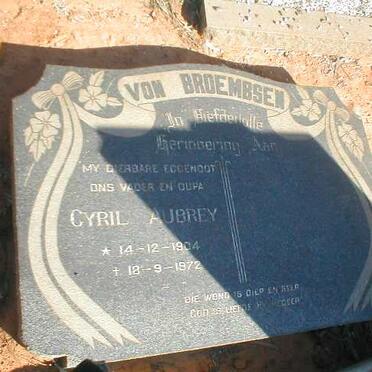 BROEMBSEN Cyril Aubrey, von 1904-1972