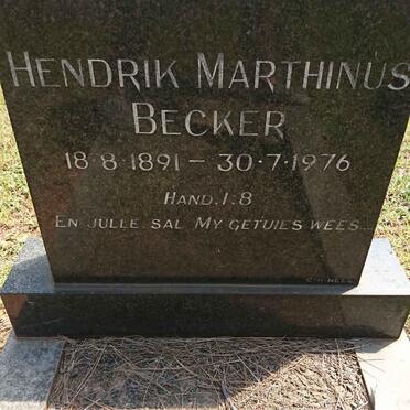 BECKER Hendrik Marthinus 1891-1976