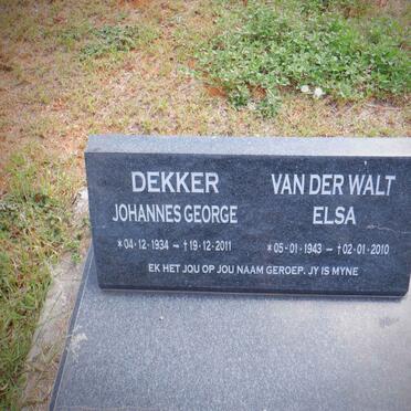 DEKKER Johannes George 1934-2011 :: VAN DER WALT Elsa 1943-2010