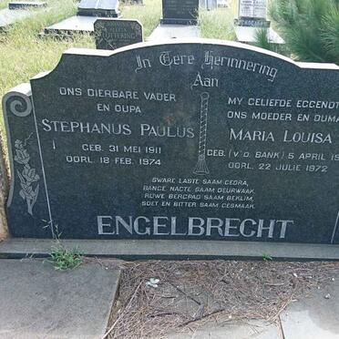 ENGELBRECHT Stephanus Paulus 1911-1974 &amp; Maria Louisa V.D. BANK 1914-1972