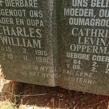 FARQUHAR Charles William 1915-1981 &amp; Cathrina Levina Opperman COERTZE 1918-2011