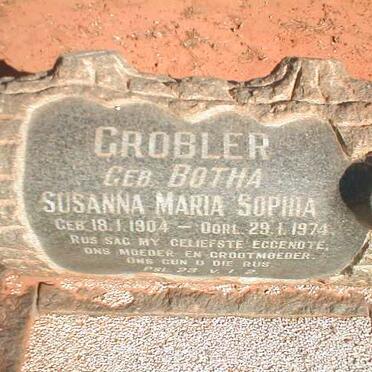 GROBLER Susanna Maria Sophia  nee BOTHA 1904-1974
