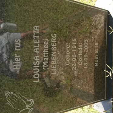 LIEBENBERG Louisa Aletta nee MATTHEE 1915-2003