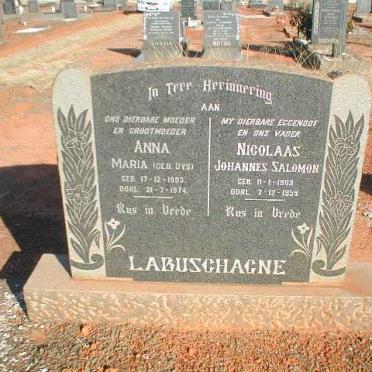 LABUSCHAGNE Nicolaas Johannes Salomon 1903-1959 &amp; Anna Maria UYS 1903-1974