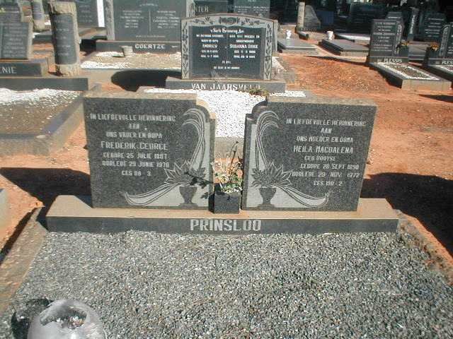 PRINSLOO Frederik George 1887-1970 &amp; Heila Magdalena BOOYSE 1890-1972