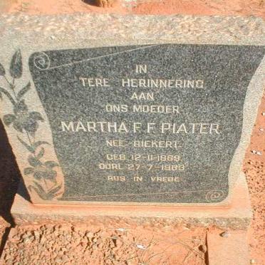 PIATER Martha F. F. nee RIEKERT 1869-1963