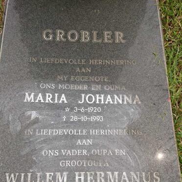 GROBLER Willem Hermanus Cornelis 1918-2005 &amp; Maria Johanna 1920-1993