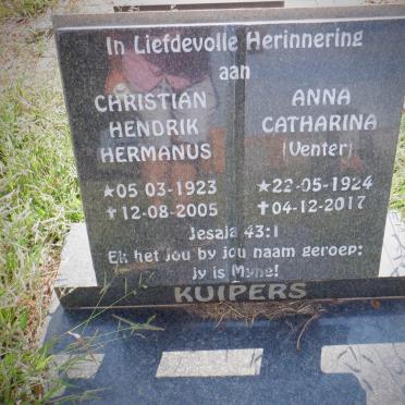 KUIPERS Christian Hendrik Hermanus 1923-2005 &amp; Anna Catharina VENTER 1924-2017