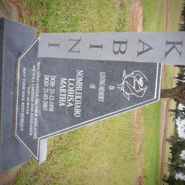 KABINI Nomhlekhabo Lobisa Martha 1958-2003