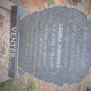 VENTER Gesina Johanna 1924-1987