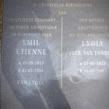 VILLIERS Emil Etienne, de 1919-2004 &amp; Lydia VAN TONDER 1919-2009