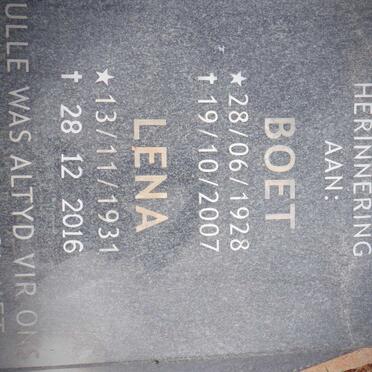 VILJOEN Boet 1928-2007 &amp; Lena 1931-2016