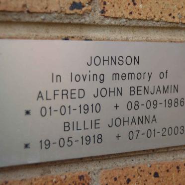 BENJAMIN Alfred John 1910-1986 &amp; Billie Johanna 1918-2003