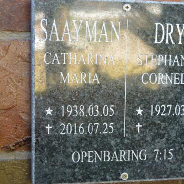 DRY Stephanus Cornelis 1927- :: SAAYMAN Catharina Maria 1938-2016