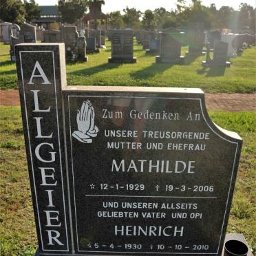 ALLGEIER Heinrich 1930-2010 &amp; Mathilde 1929-2006
