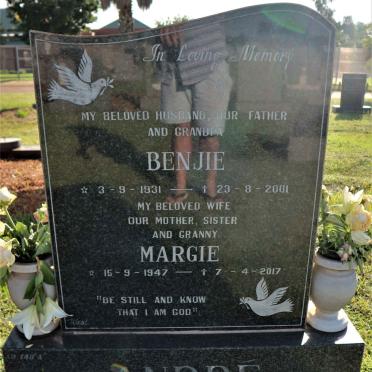 ANDRE Benjie 1931-2001 &amp; Margie 1947-2017